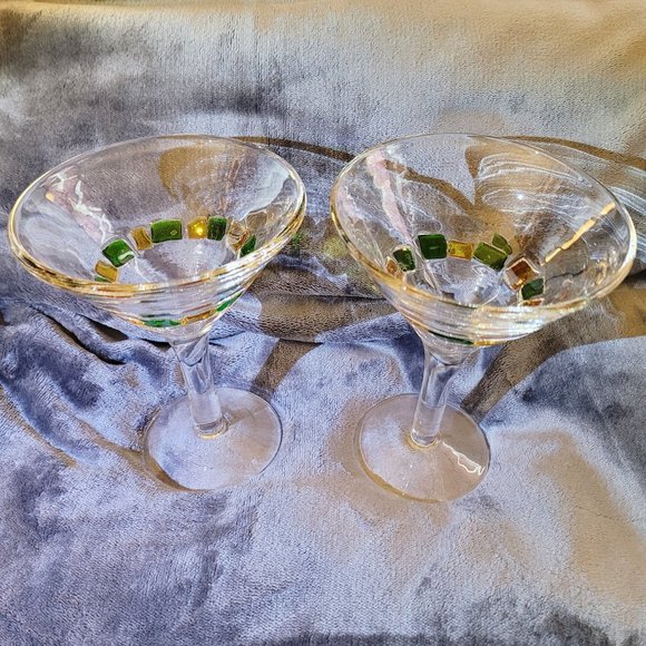 4 Murano Italian Cocktail Glasses, clear/colored block pattern - MCM, EUC - Picture 10 of 11